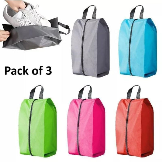 Portable Shoe Storage Bags Assorted Color (Pack of 3)